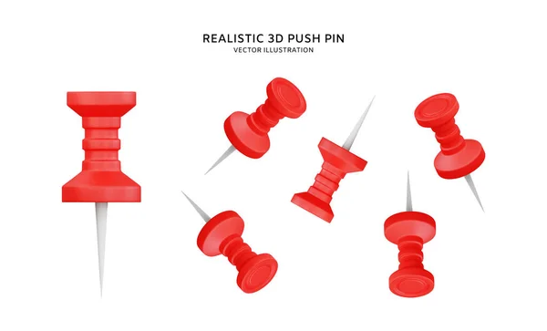 現実的な3Dプッシュピンベクトルオブジェクトイラスト — ストックベクタ
