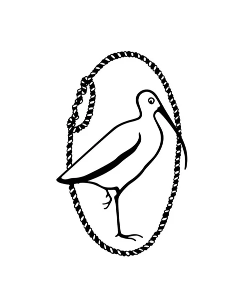 Emblema de aves playeras dibujadas a mano — Archivo Imágenes Vectoriales