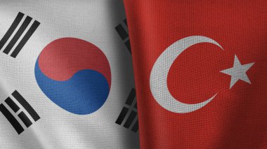 Türkiye ve Güney Kore 'de iki kumaş dokusu bayrakları yan yana