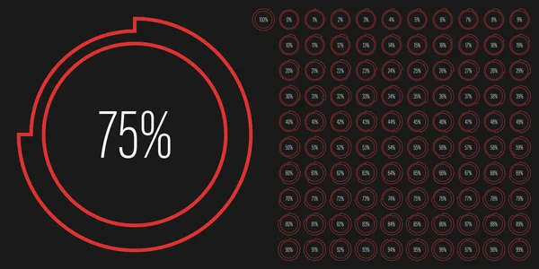 Conjunto Diagramas Percentuais Círculo Metros 100 Pronto Para Uso Para —  Vetores de Stock