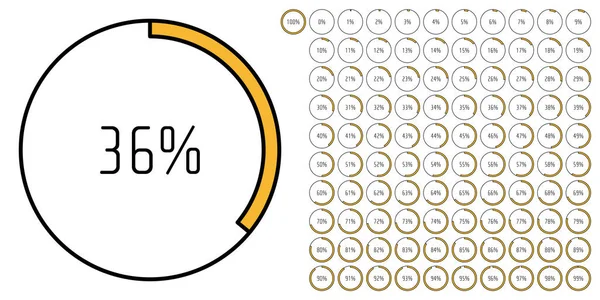 Conjunto Diagramas Porcentuales Círculo Metros 100 Listo Para Usar Para — Vector de stock