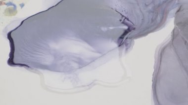 Sanatçı mürekkeple soyutlama çizer. Saç kurutma makinesi maskarayı bulanıklaştırır ve soyut bir çizim yaratır.