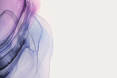 Mavi soyut sanat arkaplan dokusu beyaz. Beyaz kağıdın üzerindeki hassas boya lekeleri. yumuşak odak