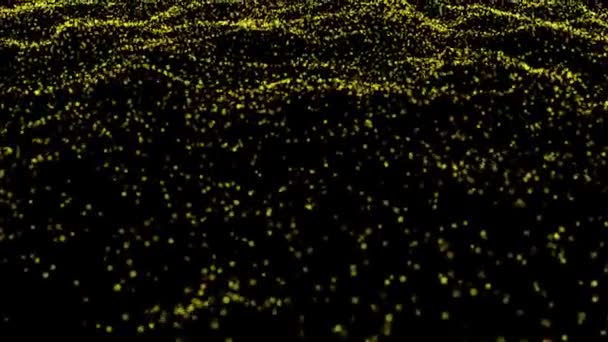 Animation vidéo ondes abstraites de minuscules particules se déplaçant sur le fond sombre. Textures des ondes sonores. — Video