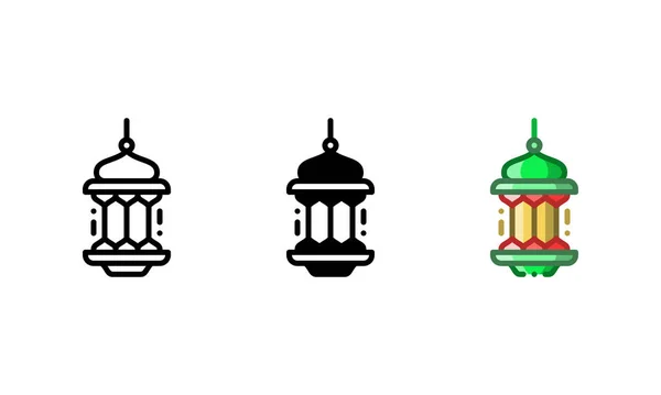 Lantern Icon Outline Glyph Filled Outline Styles - Stok Vektor