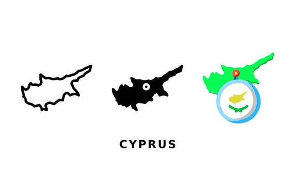 Bandera Chipre Icono Del País Con Contorno Glifo Estilos Planos — Vector de stock