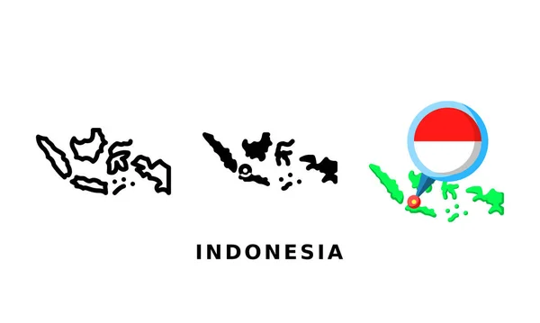 Bandera Indonesia Icono Del País Con Contorno Glifo Estilos Planos — Archivo Imágenes Vectoriales