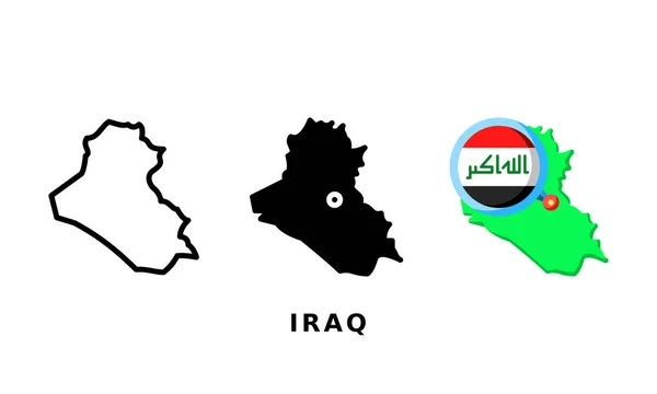 イラクの国旗と国のアイコン アウトライン グリフ フラットスタイルで — ストックベクタ
