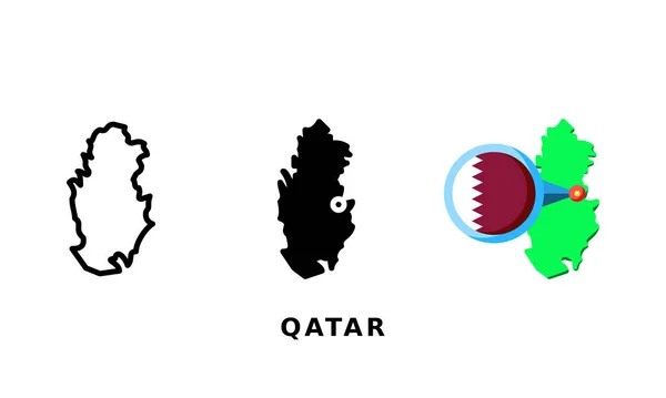 Bandera Qatar Icono Del País Con Contorno Glifo Estilos Planos — Vector de stock