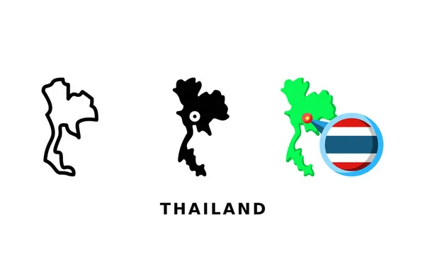 Thaimaan Lippu Maan Kuvake Kanssa Ääriviivat Glyfi Litteä Tyylejä — vektorikuva