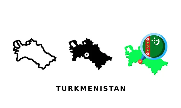 Turkmenistan Flag Country Icon Outline Glyph Flat Styles — Stock Vector