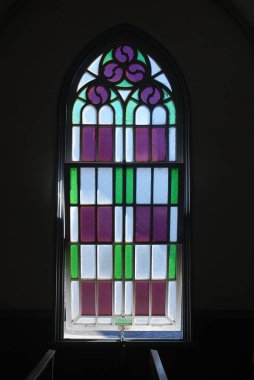 Stained glass in church window