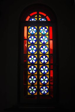 Stained glass in church window