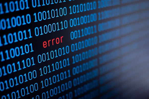 Error Palabra Escrito Rojo Fondo Del Código Binario Azul Concepto — Foto de Stock