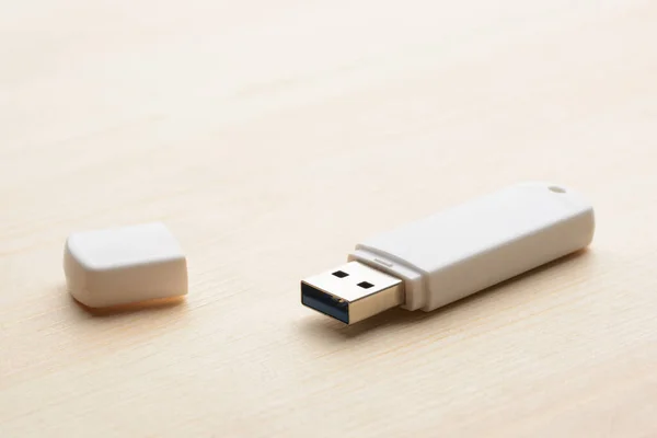 Usb Stick Lays Wooden Board — Stock Photo, Image