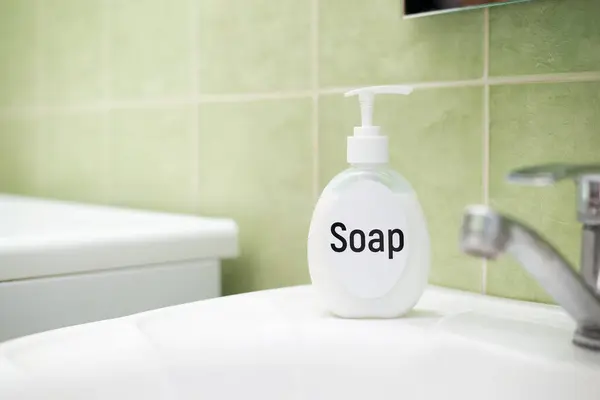 Bottle Liquid Soap Sink Bathroom — Stock Photo, Image