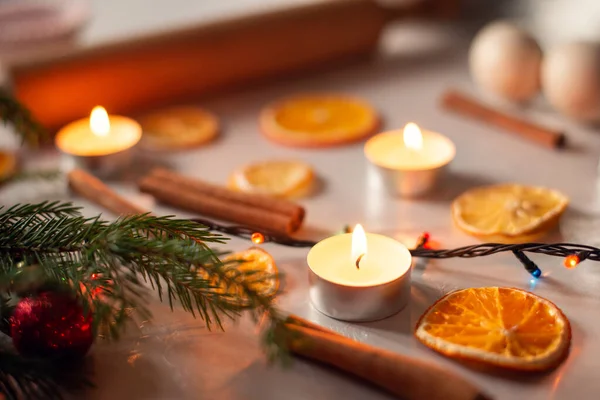 Holidays Christmas Home Baking Warm Atmosphere Table Prepared Making Cookies — Foto Stock
