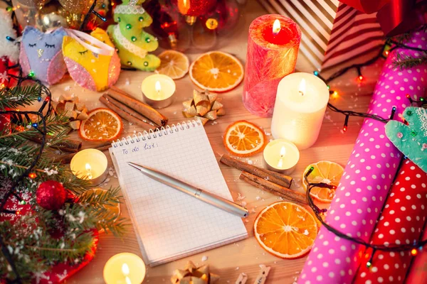 Dried Slices Orange Sticks Cinnamon Burning Candles Self Made Christmas — ストック写真