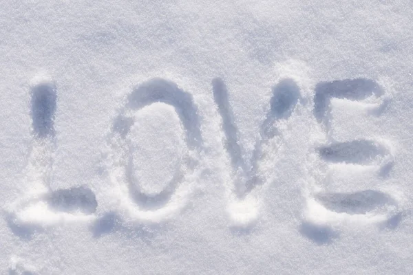 Inscription Love Fluffy Snow Man Expressing His Feelings Girl Writing — Stock Fotó