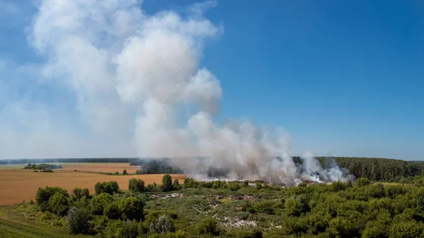 Landscape Rubbish Dump Burning Countryside Problem Ecological Pollution — Stock fotografie