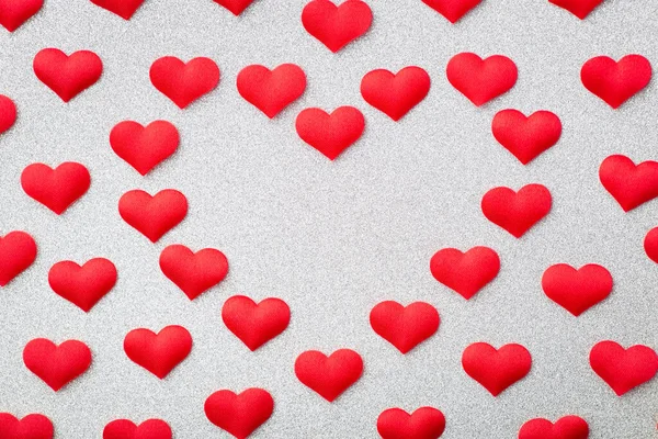Big Red Heart Made Many Smaller Ones Silver Background Concept — Fotografia de Stock