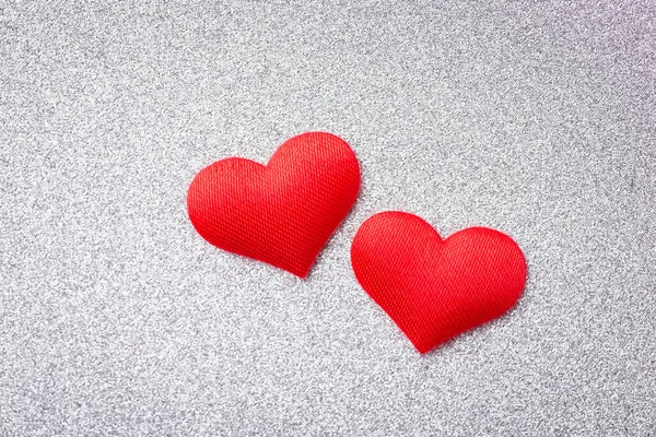Valentines Day Background Two Red Hearts Love Concept — Stock fotografie