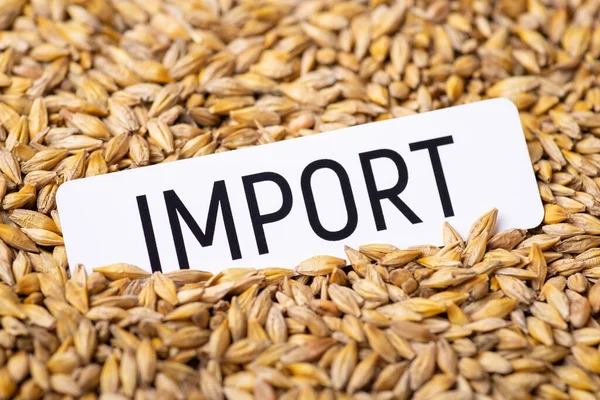 White Paper Inscription Import Barley Grain Buying Barley Grain Abroad — 图库照片