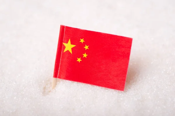 Close Shot Flag China Granulated Sugar Production White Sugar Sugar — Stock fotografie