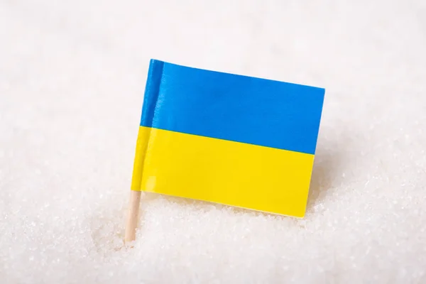 Close Shot Flag Ukraine Granulated Sugar Production White Sugar Sugar — Photo