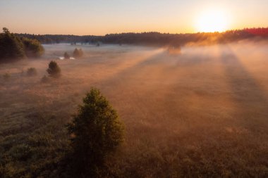 Aerial photo of a small valley in the countryside in the morning