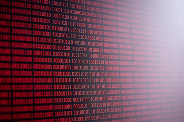 Código Binario Rojo Pantalla Del Ordenador Información Datos Ciencia Tecnología — Foto de Stock