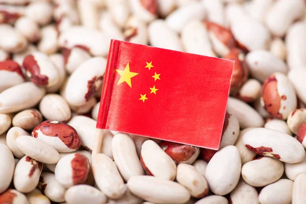 Detailní Záběr Čínské Vlajky Fazole Haricot Pěstované Číně Koncept — Stock fotografie