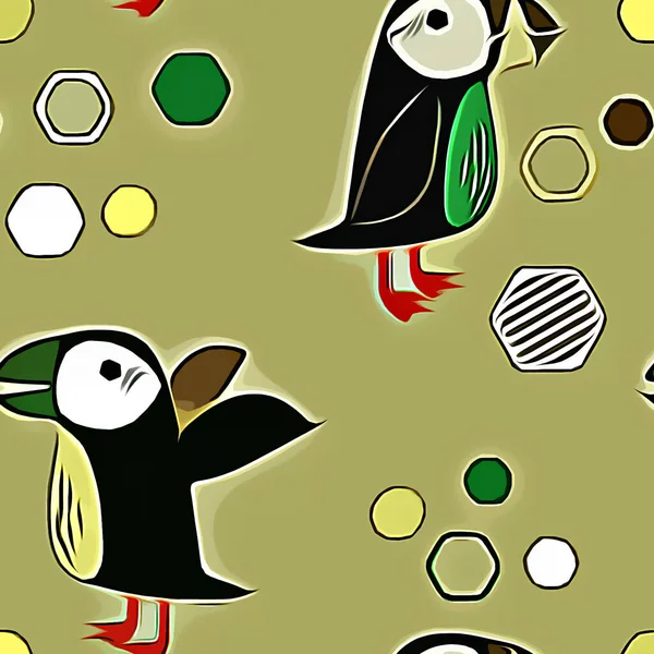 seamless pattern with cute cartoon birds