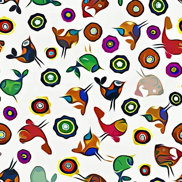 seamless pattern with cute cartoon birds