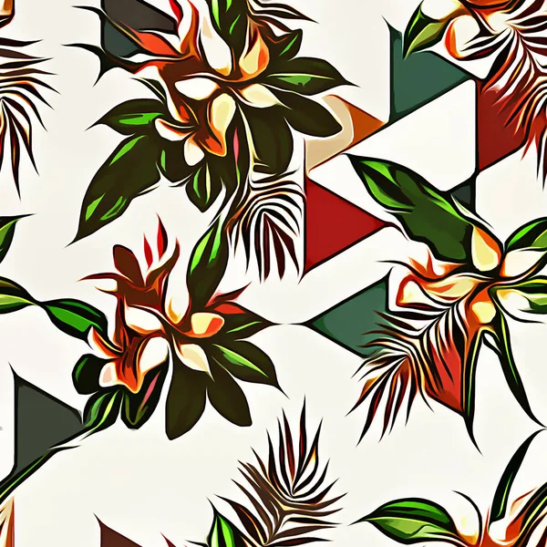 seamless pattern with tropical flowers. vector illustration