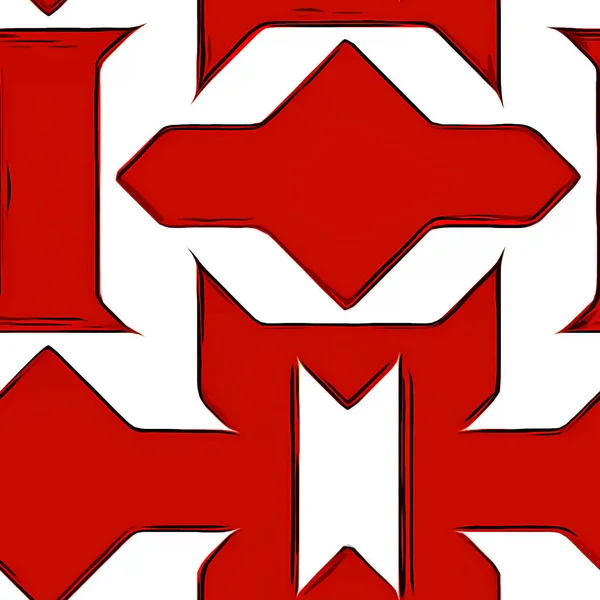 red and white star logo with a cross