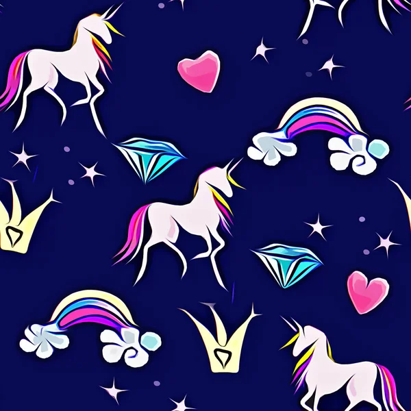 unicorn, stars, rainbow, heart, moon, clouds, fairy, blue, purple, sky,