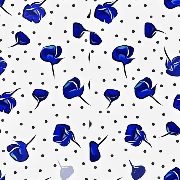 seamless pattern with blue and purple flowers