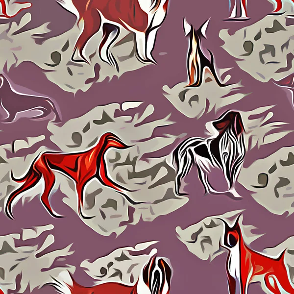 seamless pattern with cute fox and dog