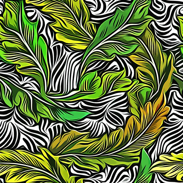 seamless pattern with hand drawn leaves. vector illustration.