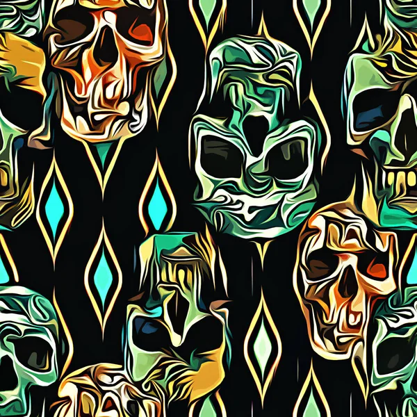abstract background with skull and flowers