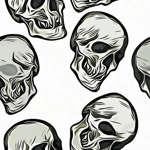 skull pattern, hand drawn vector illustration