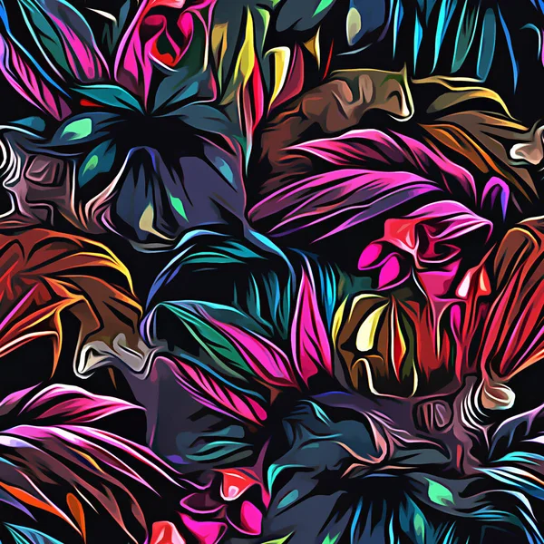 abstract seamless pattern with tropical leaves. vector illustration
