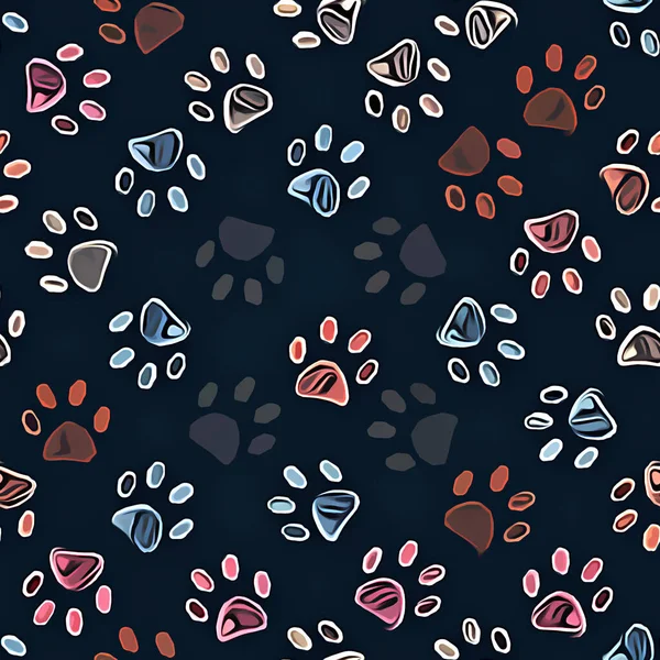 seamless pattern with dog paw print. vector illustration