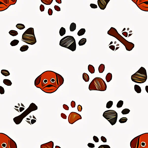 seamless pattern with dog paw print. animal pet. vector illustration.