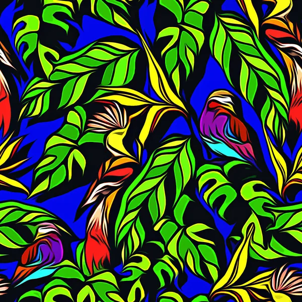 abstract seamless pattern with colorful leaves