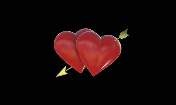 Two Hearts Cupid Arrow Illustration — Foto Stock