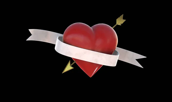 Heart Cupid Arrow Ribbon Illustration — ストック写真