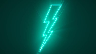 cyan mavi neon parlak şimşek sembolü