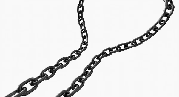 Illustration Two Old Scratched Metal Chains Isolated White Background Rendering — Stock Photo, Image